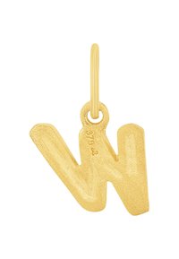 Charm per orecchino a forma di lettera "W" placcato oro con una finitura testurizzata e un piccolo anello per il fissaggio. Punzonato con il marchio di purezza del metallo.