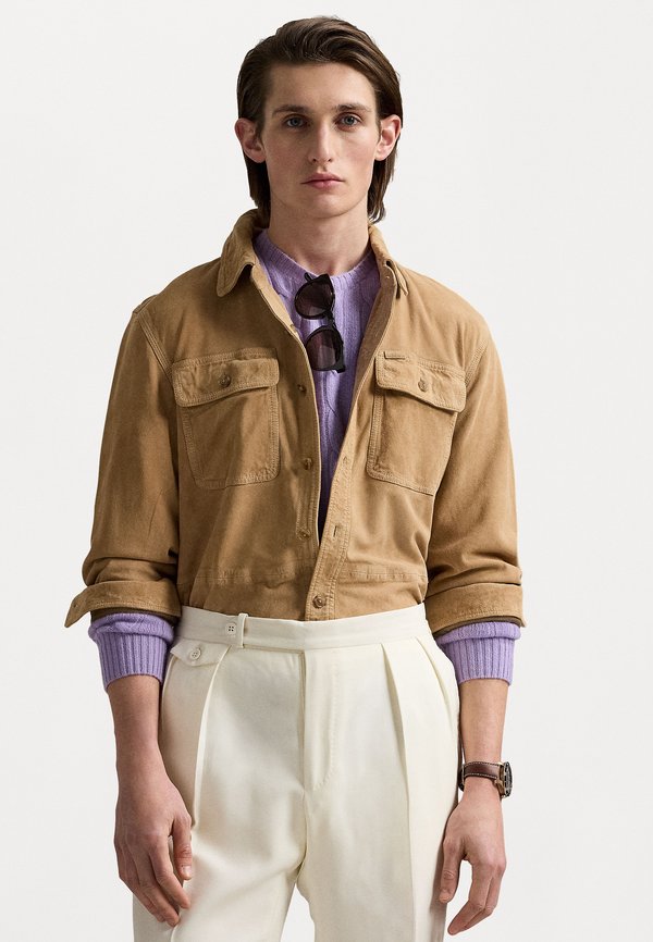 SUEDE SHIRT JACKET - Leather jacket - berkshire tan
