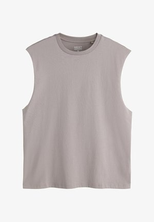 Ärmelloses hellgraues Baumwoll-Top mit breiten Armlöchern und rundem Ausschnitt, Größe Medium, reguläre Passform der Marke NEXT.