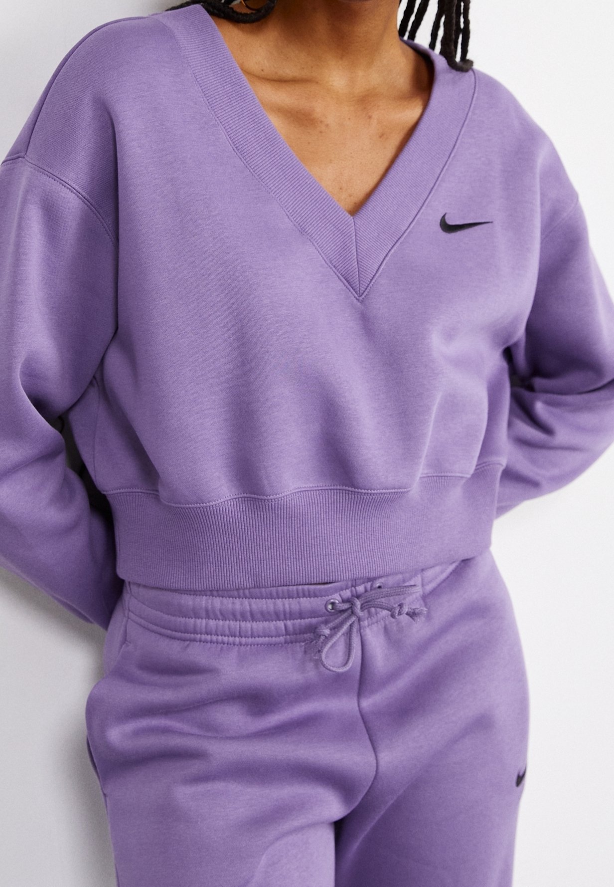 purple nike swoosh sweatshirt