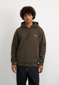 Carhartt WIP HOODED SCRIPT EMBROIDERY - Jersey con capucha - cypress/white