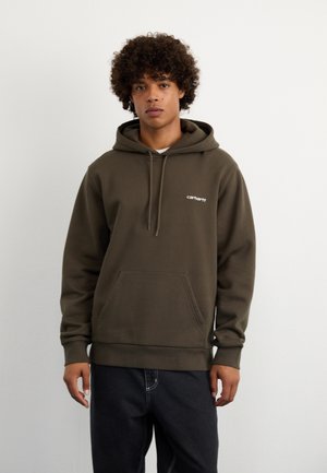 Carhartt WIP HOODED SCRIPT EMBROIDERY - Jersey con capucha - cypress/white