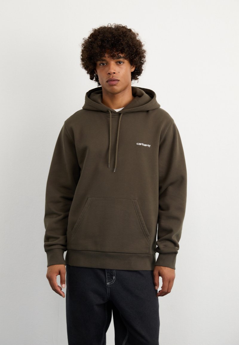 Carhartt WIP HOODED SCRIPT EMBROIDERY - Jersey con capucha - cypress/white