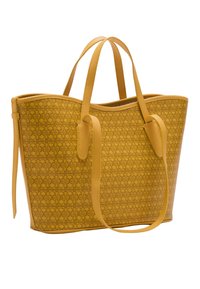 Borsa tote in pelle gialla con un motivo testurizzato, dotata di due manici arrotondati e di un design aperto spazioso.