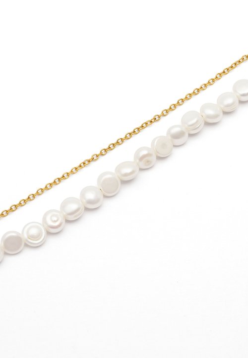 SINGULARU Bracciale Chic Pearl In Acciaio Inox Con Perle D'Acqua Dolce, Placcatura Oro 18kt, Lunghezza 18 Cm, Gioiello Donna Eleganza