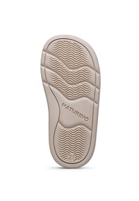 Suola di scarpa in gomma beige chiaro con motivi a onda, con testo embossato "NATURINO" e dimensione "21" sul lato.