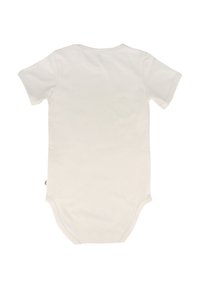 Body a maniche corte in cotone bianco. Tessuto morbido e liscio con scollatura rotonda e chiusura a pressione sul fondo per un facile cambio.
