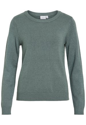 VILA, VIRIL O-NECK L/S KNIT TOP - NOOS - Jumper - balsam green