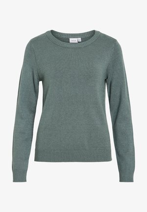 VILA, VIRIL O-NECK L/S KNIT TOP - NOOS - Trui - balsam green