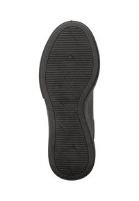 Suola di scarpa in gomma nera con scanalature orizzontali e verticali testurizzate per una migliore aderenza. Tacco arrotondato e bordi piatti, design rinforzato per una maggiore durata.