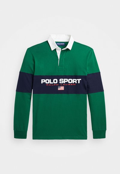 Polo Ralph Lauren LONG SLEEVE RUGBY UNISEX - Polo krekls - tennis green/cruise navy