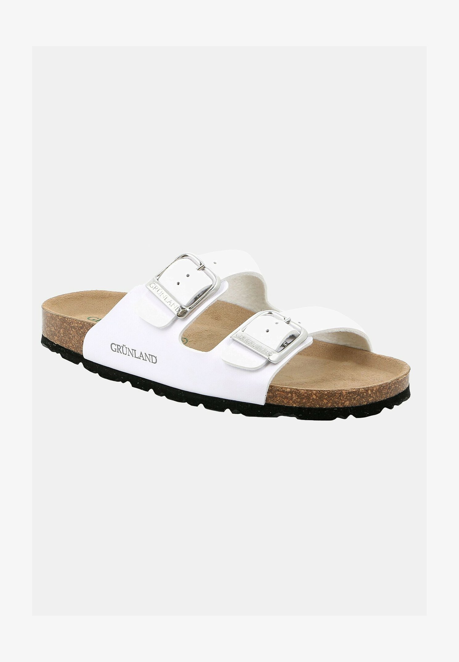 Grunland CB2469 Sara Ciabatta Donna In Pelle, Platino, Suola In Sughero, Tacco 3 Cm, Taglia 39