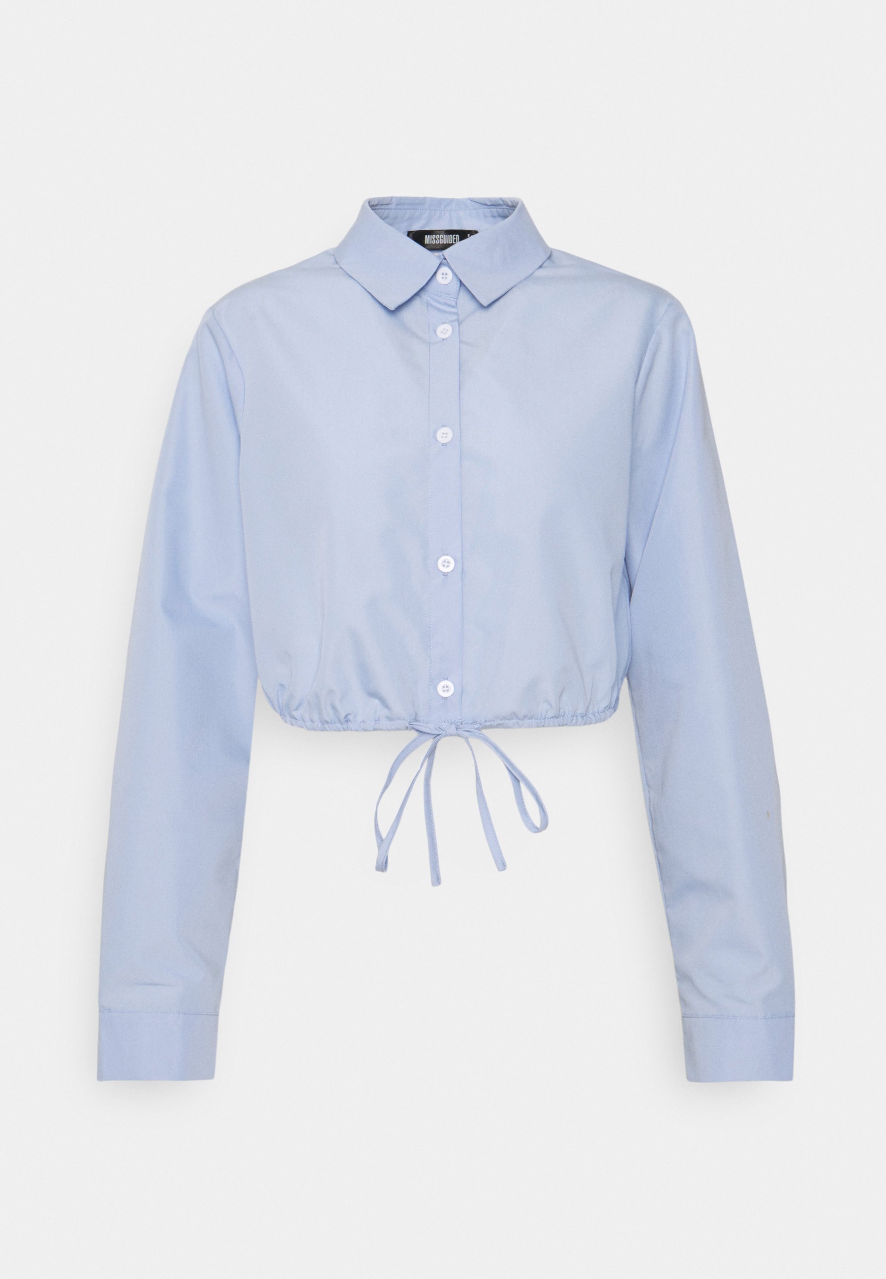 Missguided FRONT TIE CROP SHIRT - Hemdbluse - baby blue/hellblau