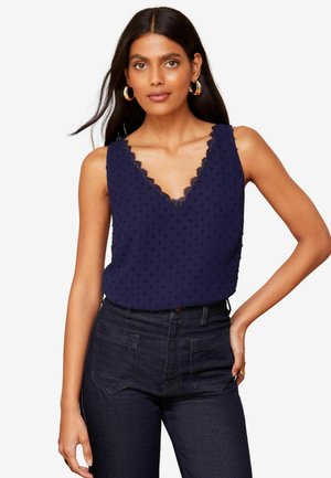 V BACK - REGULAR FIT - Camicetta - navy blue dobby