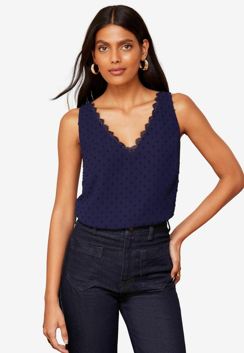 Love & Roses V BACK - REGULAR FIT - Blúzka - navy blue dobby
