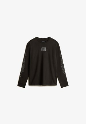 Czarny t-shirt z długim rękawem wykonany z bawełny, z logo Vans na piersi oraz teksturowanym wzorem graficznym na rękawach.