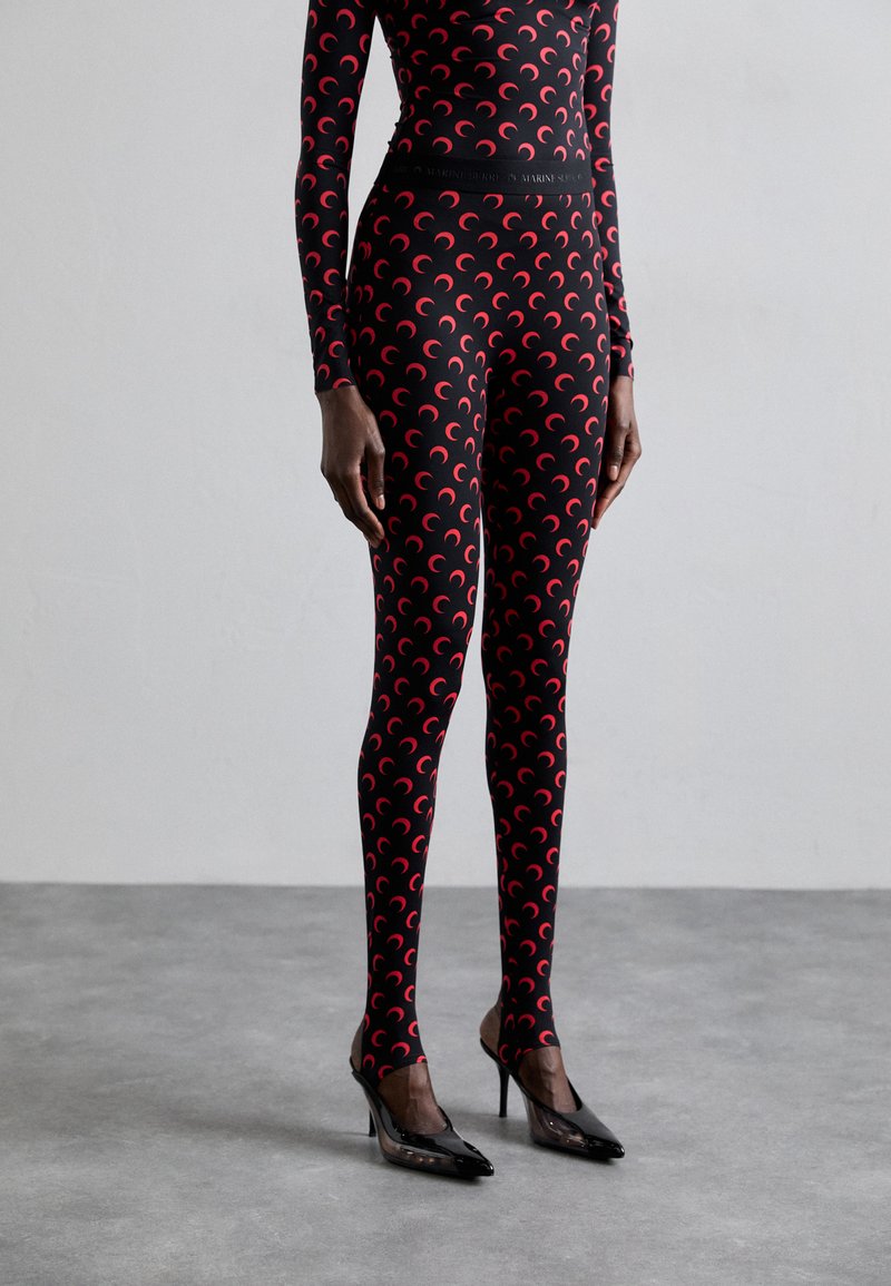 MARINE SERRE MOON  - Legging (type pantalon) - black/red