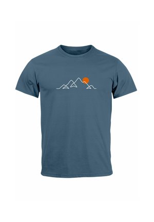 Neverless, LINE-ART BERGE WANDERN NATUR OUTDOOR FASHION STREETSTYLE - T-Shirt print - denim blue