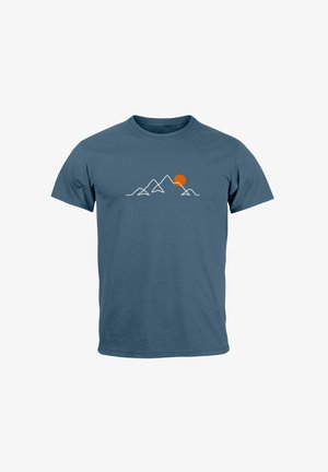 Neverless, LINE-ART BERGE WANDERN NATUR OUTDOOR FASHION STREETSTYLE - Print T-shirt - denim blue