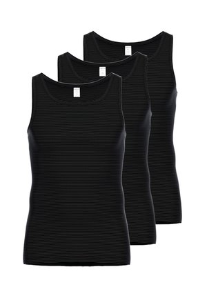 Tre sorte tanktops med ribbet tekstur og klassisk scoop neck design. Hver top har et matchende mærke indeni.