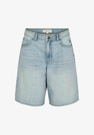 Helesinised teksapüksid ees nupu ja lukuga, vööaasad ning viis taskut, sildistatud U.S. Polo Assn. suuruses keskmine.