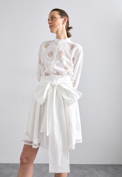 Erdem SKIRT WITH GATHERED WASIT - A-linjainen hame - white