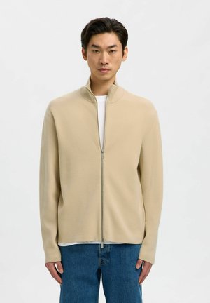 SLHTELLER RELAXED ZIP CARDIGAN - Cardigan - oatmeal