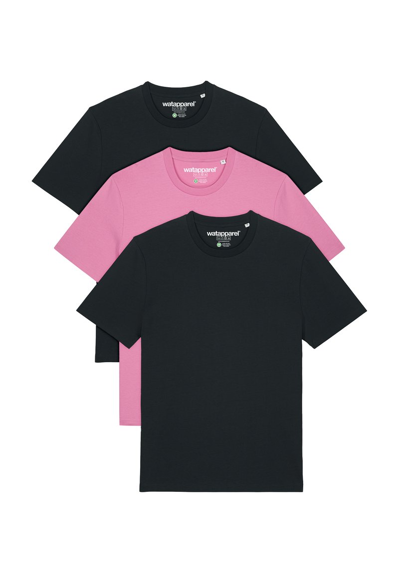 watapparel 3ER MULTIPACK - T-shirt basic - black bubble pink