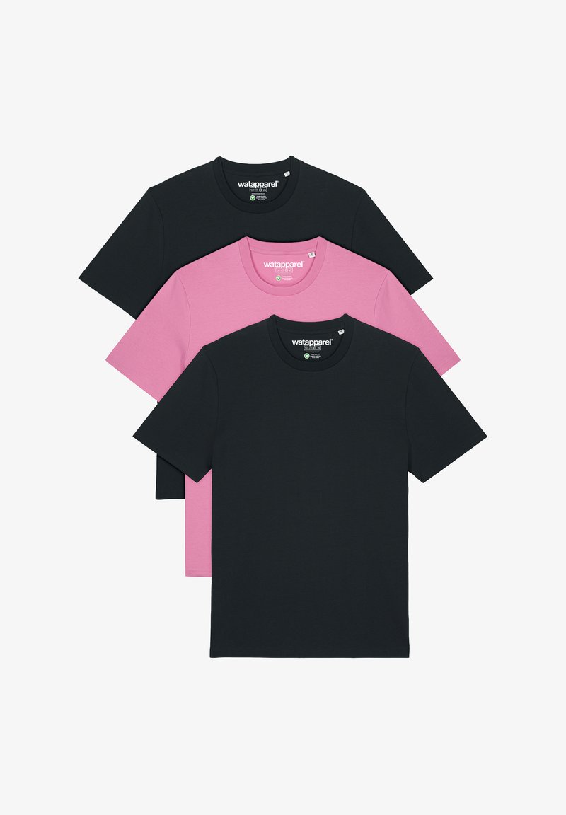 watapparel 3ER MULTIPACK - T-shirt basic - black bubble pink