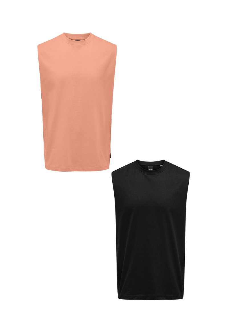 Only & Sons 2 PACK SET RUNDHALS - Top - schwarz orange