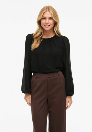 MIT LANGEN ÄRMELN VIURA RUNDHALS - Blouse - black