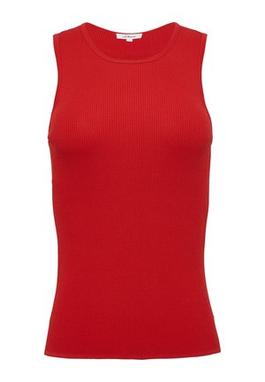 Top aderente rosso a coste con scollatura rotonda e senza maniche. Realizzato in tessuto elastico per garantire comfort. Presenta una silhouette slim-fit.