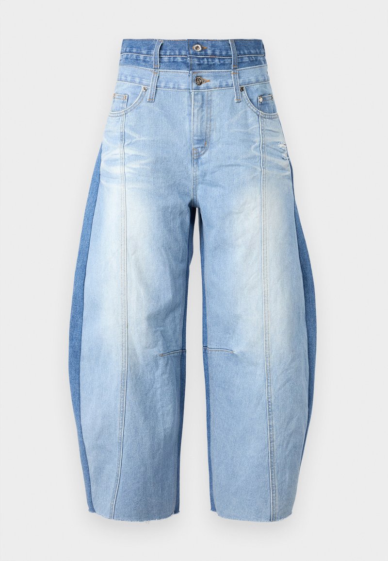 ROKH BALLOON SHAPED LAYERED DENIM - Wide Leg - lightblue