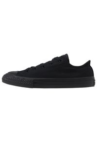 Sneakers neri in tela con design low-top, punta rotonda in gomma, lacci piatti e suola in gomma testurizzata. Stile semplice e versatile.