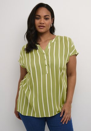 Kaffe Curve KCSIDA WING SL  - Blouse - calla green chalk stripe