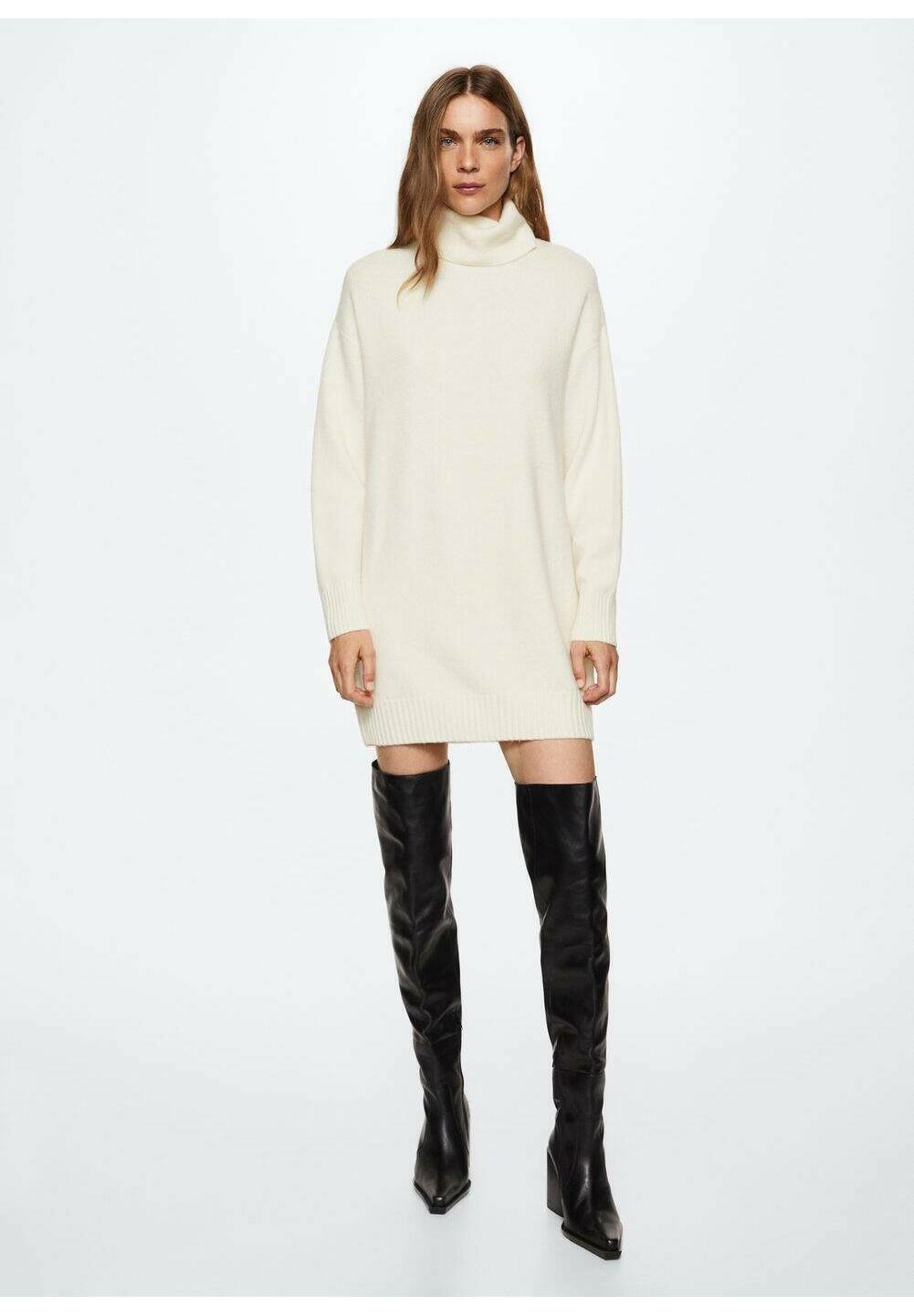 Mango - TALDORA - Gebreide jurk - kremowy écru