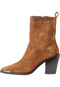 Kotníková obuv na vysokém podpatku - cognac