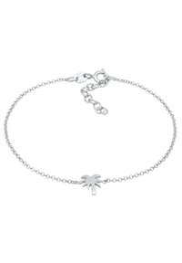 Silberne Kettenarmband mit einem Palmenbaum-Anhänger, leichtes Design, glatte Oberfläche und einem sicheren Karabinerverschluss mit verstellbarer Länge.