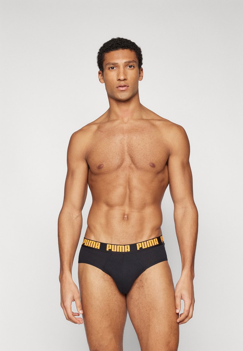 Puma MEN EVERYDAY BRIEFS 2 PACK - Nohavičky/Slipy - black/orange