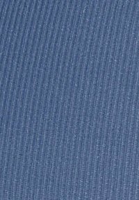 Tessuto a righe blu con una texture liscia, caratterizzato da una leggera lucentezza e sottili linee verticali su tutta la superficie. Ideale per abbigliamento o rivestimenti.