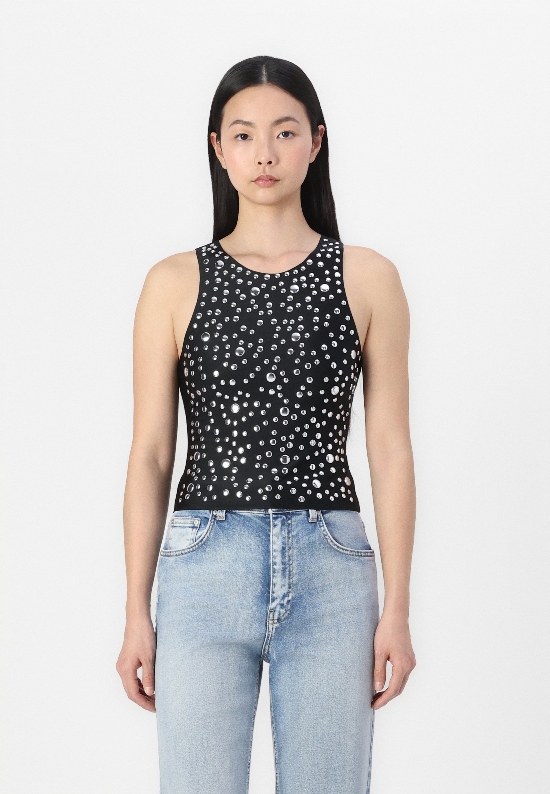 Jaded London STUDDED - Top - black - Zalando.co.uk