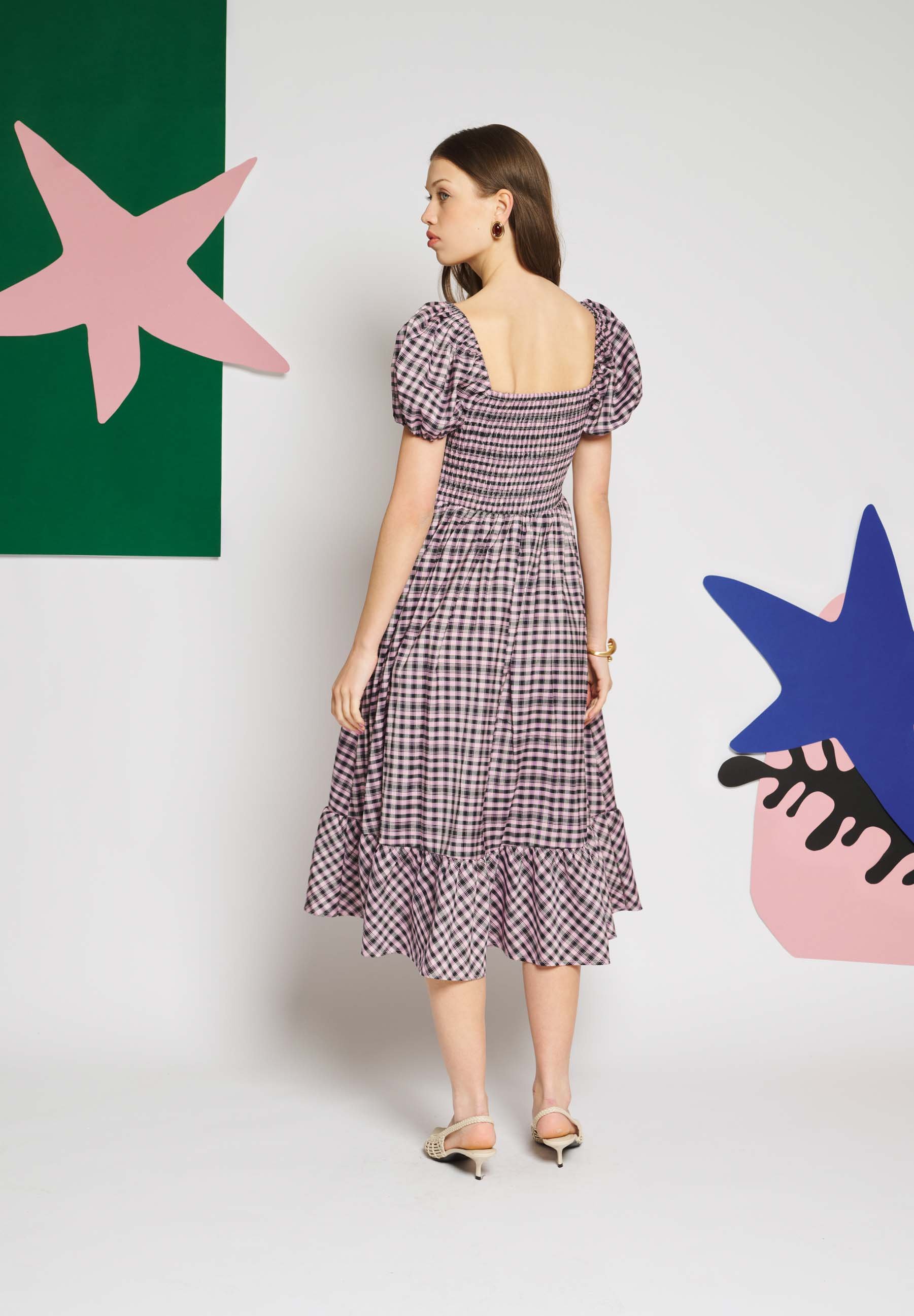 Sister Jane VENCE CHECK BOW MIDI DRESS - Maxi dress - pink