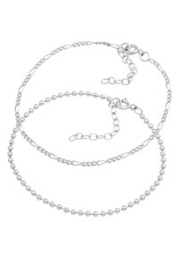 Collana a doppia catena in argento con design a perline abbinato a una catena a maglie piatte. Chiusura a moschettone con lunghezza regolabile.