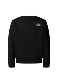 Μαύρο φούτερ με στρογγυλή λαιμόκοψη, μανσέτες και τελείωμα με ρίγες, διαθέτει ένα μικρό γκρι λογότυπο στο πάνω μέρος της πλάτης. Μαλακό, υφασμάτινο ύφασμα με υφή.