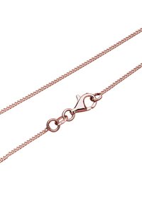 Rosaguld metal kæde med et fint, struktureret mønster. Har en krabberem og en cirkulær lukning. Letvægtsdesign.