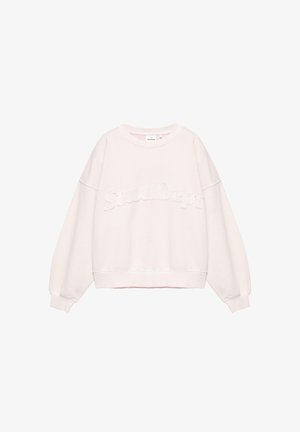 Felpa rosa chiaro con girocollo, maniche lunghe e scritta ricamata in rilievo "StudDept" sul petto.