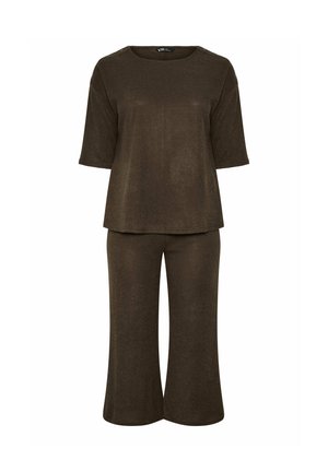 Yours Clothing, PLUS SIZE TOP CO-ORDS - Broek - brown