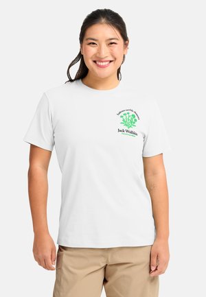 CAREFREE T W - T-shirt imprimé - plant stark white
