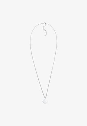 Sudraba ķēdes kaklarota ar gludu četrlapu āboliņa formu. Ķēde ir plāna un regulējama ar omā klipsi.