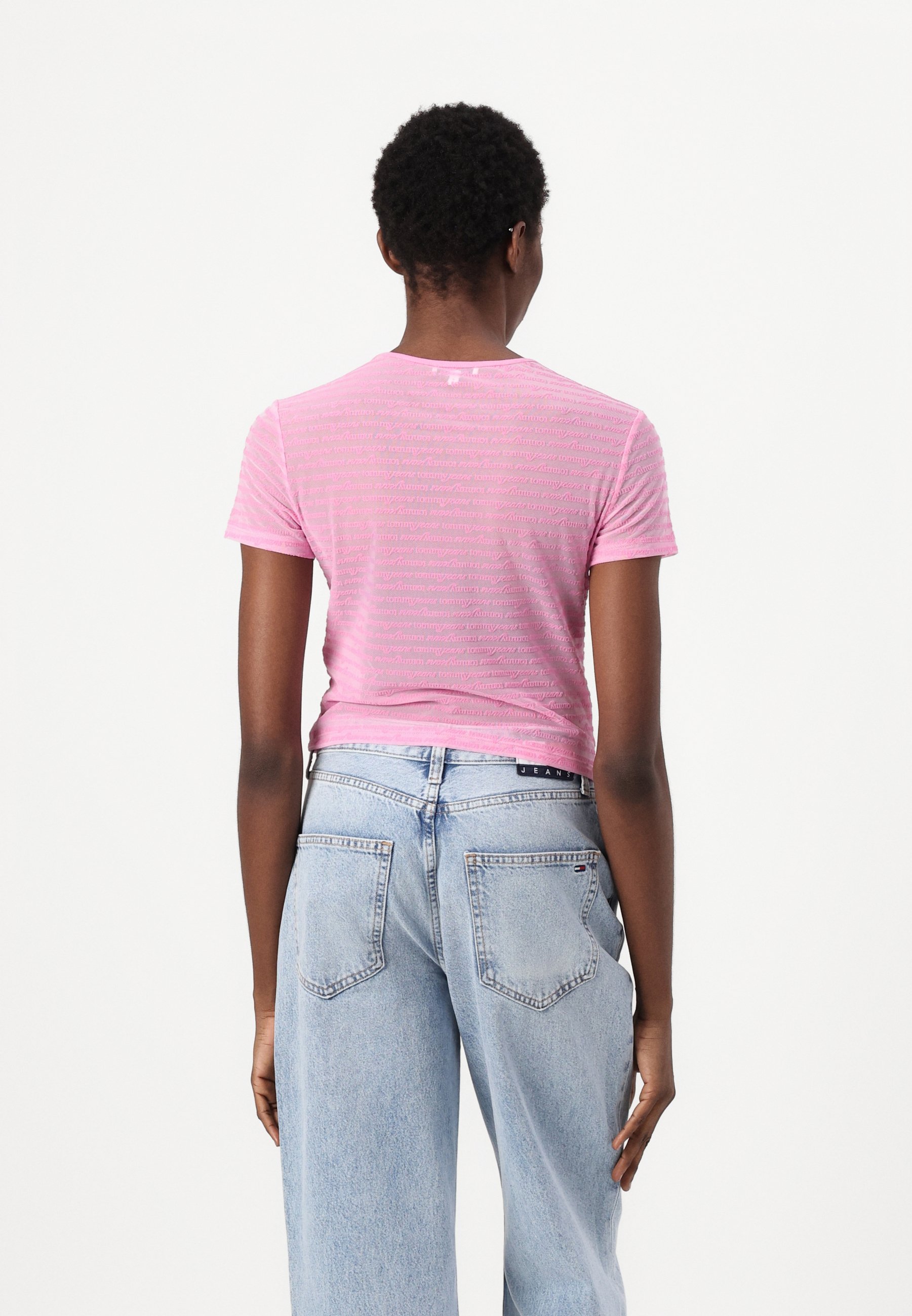 Tommy Jeans SLIM SCRIPT - T-Shirt print - carnival pink/pink